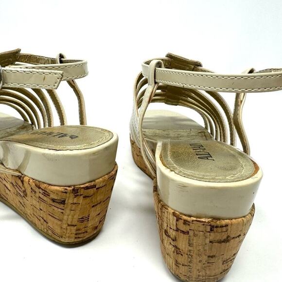 Balmain Ivory Patent Leather Cork Wedge Sandals Sz 7 - Picture 7 of 8